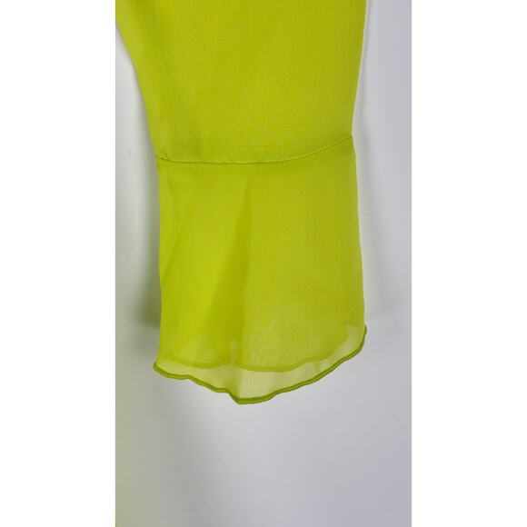 ASOS Tie Front Lettuce Edge 90s Mini Tea Dress Light Green Womens Size 2 New - Picture 6 of 13